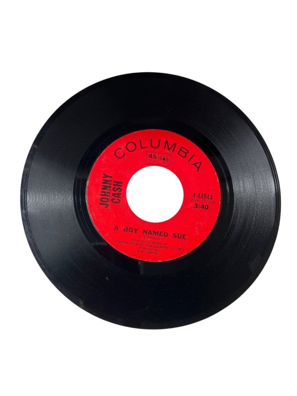 Johnny Cash San Quentin / A Boy Named Sue 45 RPM Vinyl Record Columbia R120